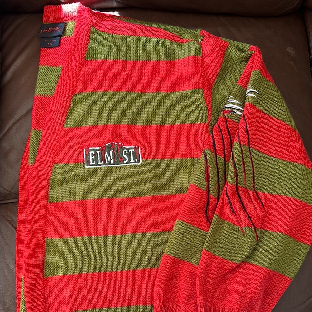 Freddy Nightmare on Elm Street Halloween Cardigan Sweater Hot Topic LG Large